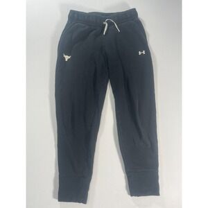 Under Armour Project Rock Pants Womens Medium Black Fleece Sweatpants Joggers